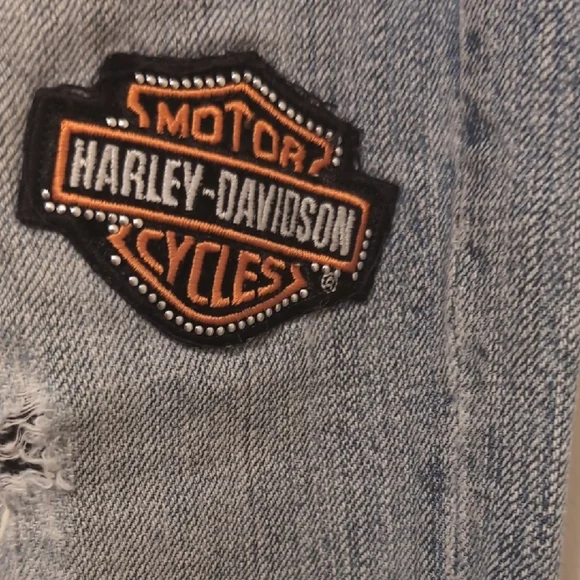 Z. Cavaricci Blue Flare Jeans with Distressed Patches - Picture 6 of 12